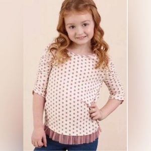 Matilda Jane Lunar Fable Tee Pink Polka Dot Blouse With Tulle Size 6